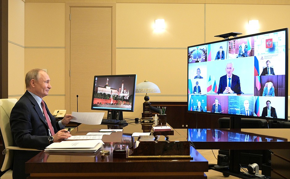 During a meeting with French business leaders (via videoconference).