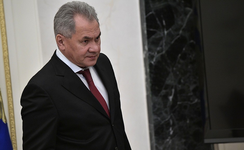 Defence Minister Sergei Shoigu before the meeting with permanent members of the Security Council.