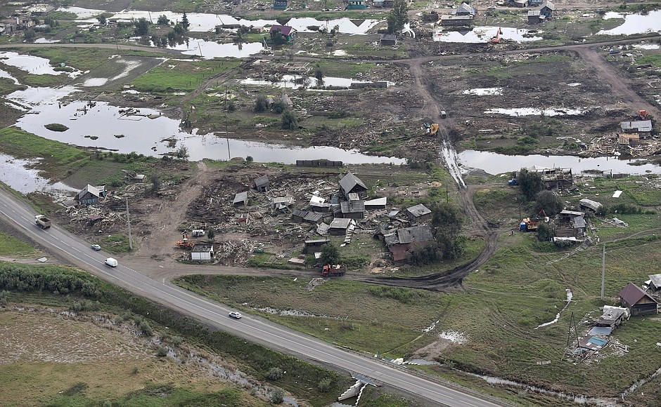 Территории, пострадавшие от паводка в конце июня 2019 года.