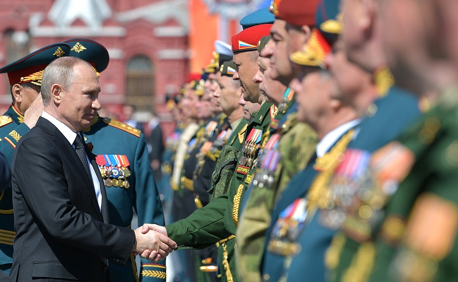 After the military parade marking the 73rd anniversary of Victory in the 1941–45 Great Patriotic War.