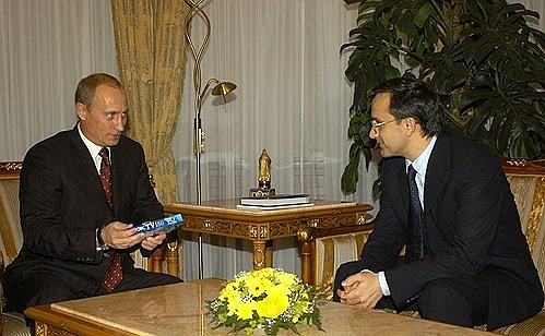 President Putin with film director Andrei Zvyagintsev, whose film The Return won the top prize at the Venice International Film Festival in 2003.