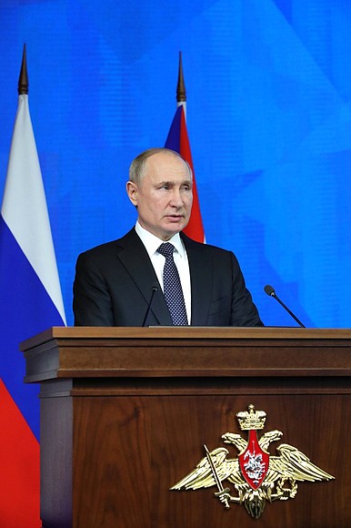 Vladimir Putin took part in the Defence Ministry Board meeting.