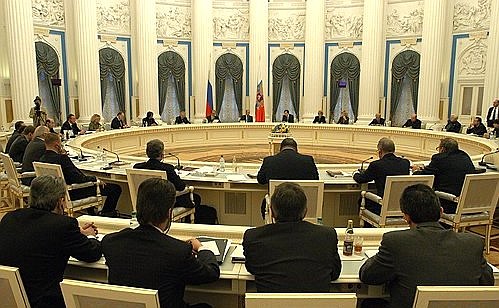 President Putin at a meeting of the President\'s Culture and Art Council.