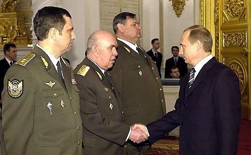 The Kremlin, Moscow. President Putin meeting with senior officers