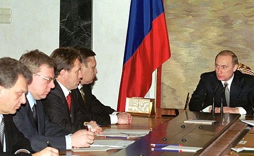 President Putin at a Cabinet meeting.