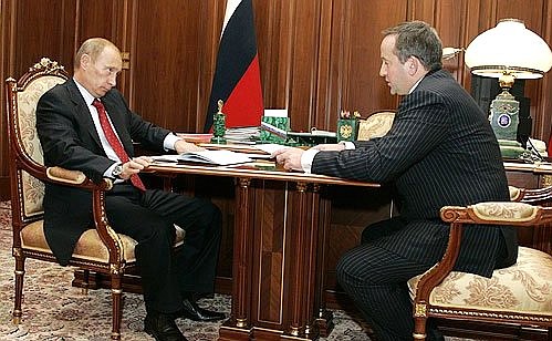Working Meeting with Chairman of the Board of Sberbank Andrei Kazmin.