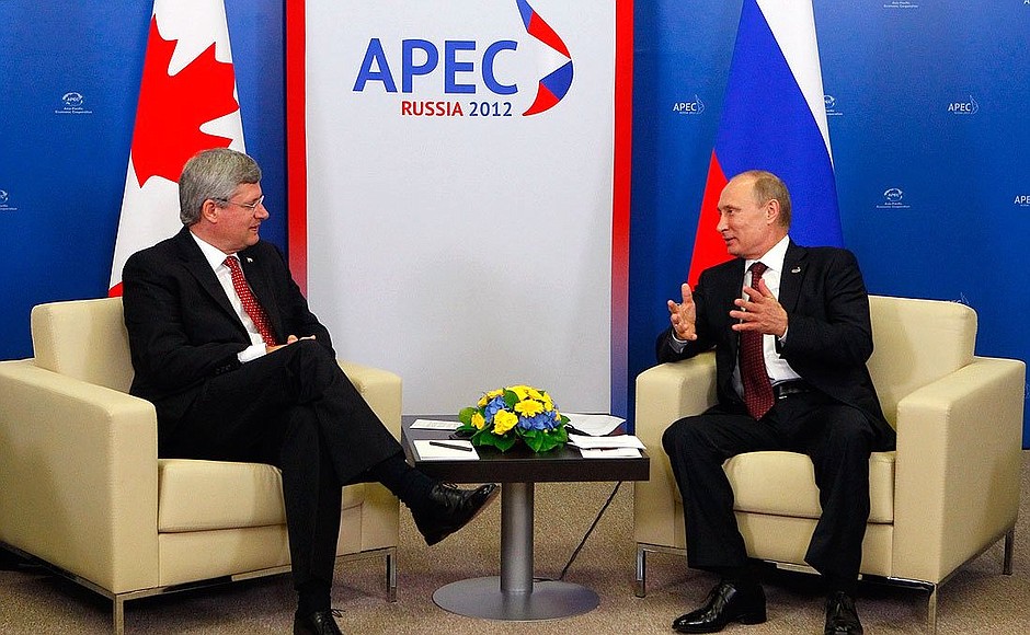 With Canadian Prime Minister Stephen Harper.