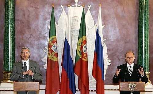 Пресс-конференция по итогам переговоров с Премьер-министром Португалии Жозе Сократешем.