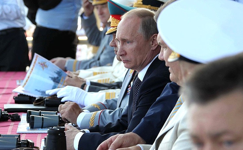 During celebrations of Russian Navy Day and Ukrainian Navy Day.