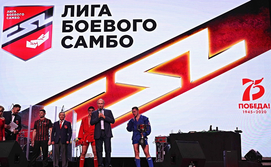 At the first Combat Sambo League championship award ceremony.