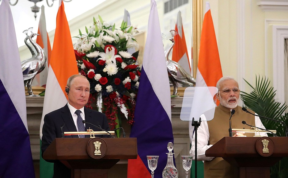 Statements for the press following Russian-Indian talks. With Prime Minister of India Narendra Modi.