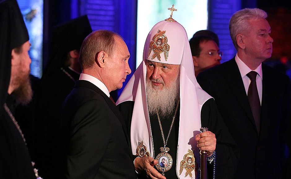 With Patriarch Kirill of Moscow and All Russia at the exposition My History. The Rurik Dynasty.