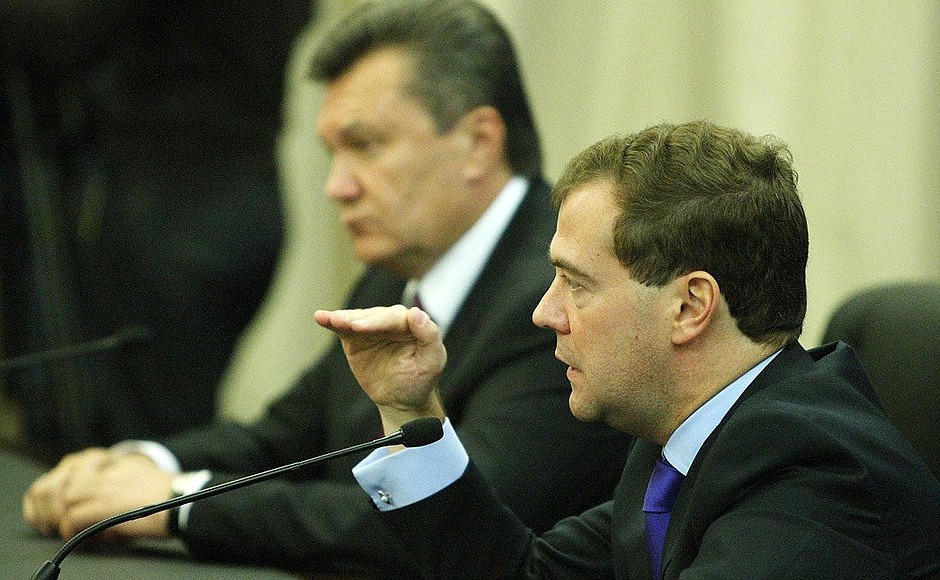 Совместная пресс-конференция с Президентом Украины Виктором Януковичем по итогам заседания Первого российско-украинского межрегионального экономического форума.