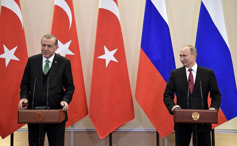 News conference following Russian-Turkish talks. With President of Turkey Recep Tayyip Erdogan.