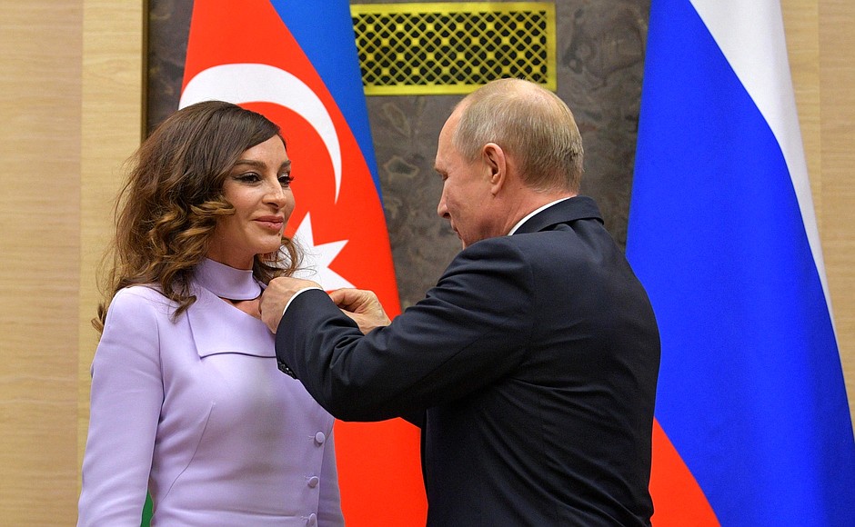 Vladimir Putin awarded a Russian state order, the Order of Friendship, to Azerbaijan's First Vice-President Mehriban Aliyeva for strengthening and developing relations between the two countries.