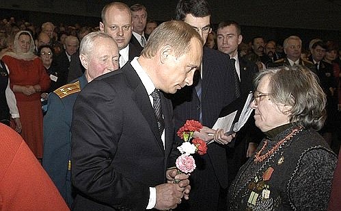 President Putin at a commemorative meeting on the 60th anniversary of lifting the blockade of Leningrad.