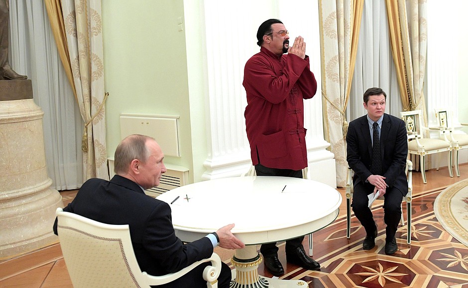 Meeting with US actor Steven Seagal.