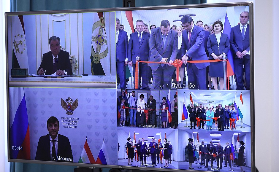Opening ceremony at five general education schools with instruction in Russian in the Tajik cities of Dushanbe, Khujand, Bokhtar, Kulob and Tursunzoda.