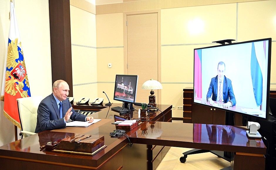 Рабочая встреча с временно исполняющим обязанности главы Республики Мордовия Артёмом Здуновым (в режиме видеоконференции).