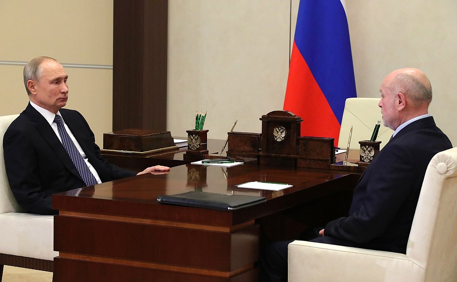 At the meeting with Director of Russian Institute for Strategic Studies Mikhail Fradkov.