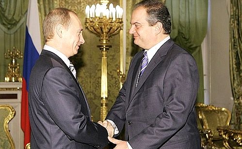 With Greek Prime Minister Konstantinos Karamanlis.