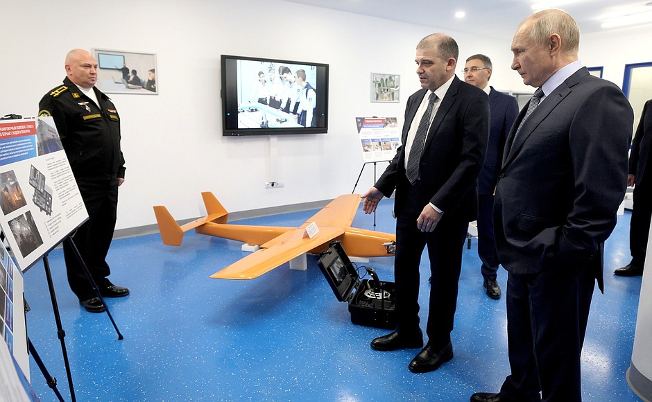 During a visit to the St Petersburg State Marine Technical University. With Rector Gleb Turichin.