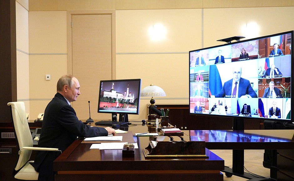 During a meeting with Government members (via videoconference).