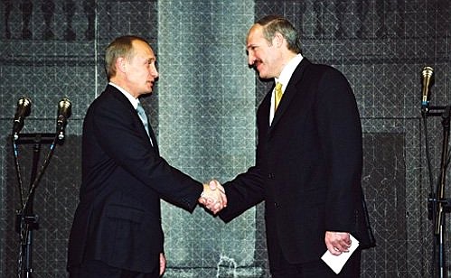 President Putin with Belarusian President Alexander Lukashenko at the opening ceremony of Days of Belarusian Culture in Russia.