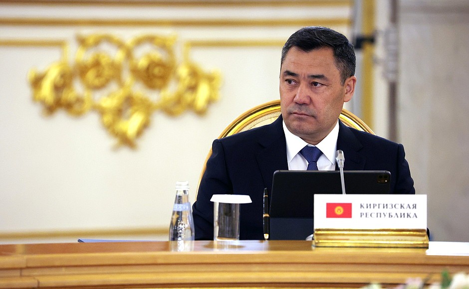 President of Kyrgyzstan Sadyr Zhaparov during the meeting of the leaders of the CSTO member states.