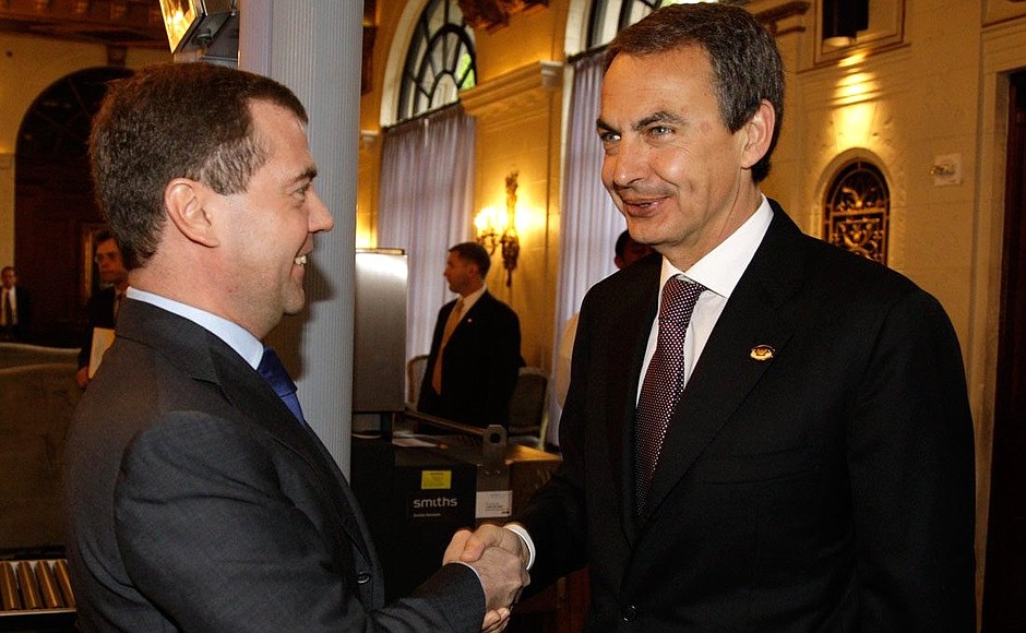 With Spanish Prime Minister Jose Luis Rodriguez Zapatero.