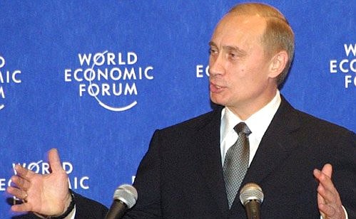 President Putin at the Meetings in Russia 2001 session of the World Economic Forum.