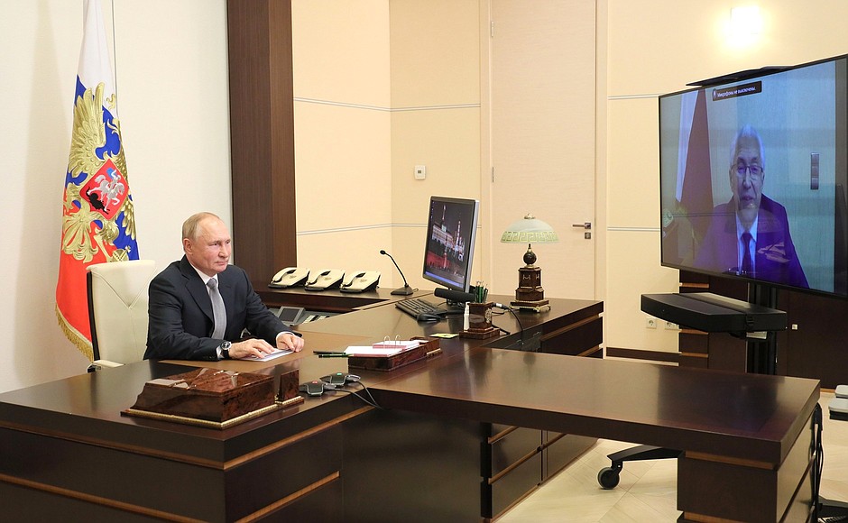 Meeting with Head of the United Russia faction in the State Duma Vladimir Vasilyev (via videoconference).