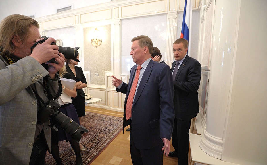 After the press conference by Chief of Staff of Presidential Executive Office, President of the VTB United League Sergei Ivanov on the League’s 2013–2014 season.