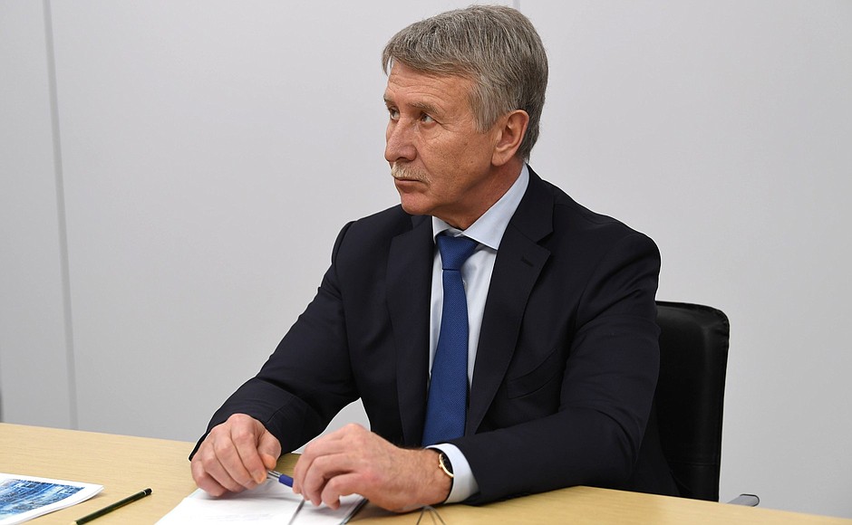 Chairman of the Management Board of NOVATEK Leonid Mikhelson at a meeting on strategic development of petrochemical industry (via videoconference).