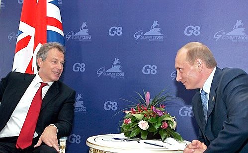 Discussion with British Prime Minister Tony Blair.