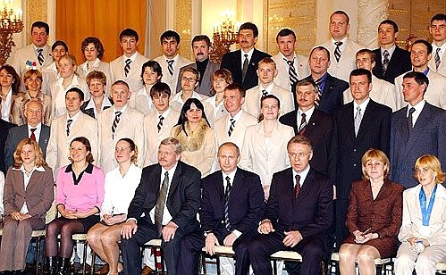 Meeting with Russian medal winners at the XII Para-Olympic Games, the 2004–2005 XX Deaf Olympics, the 2005 World Winter Special Olympics and the winners of the 2004 President\'s Cup for football.