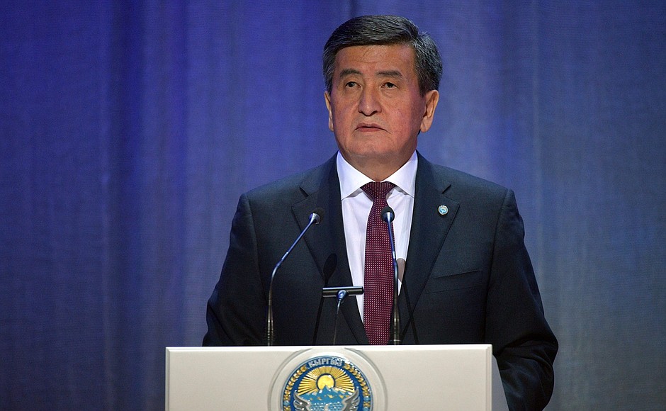 President of the Kyrgyz Republic Sooronbay Jeenbekov during the ceremony to launch the Year of Russia in Kyrgyzstan and the Year of Kyrgyzstan in Russia.