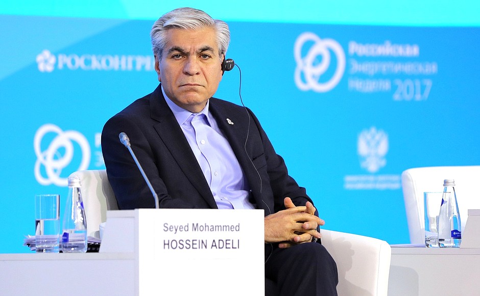 Secretary General of the Gas Exporting Countries Forum (GECF) Seyed Mohammed Hossein Adeli during the Energy for Global Growth plenary session at the first Russian Energy Week Energy Efficiency and Energy Development International Forum.