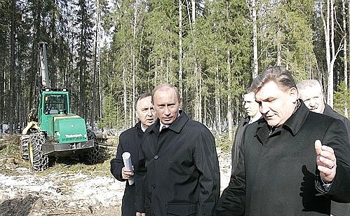 Посещение рабочей делянки лесозаготовительной компании «Лузалес». С генеральным директором компании Николаем Семенюком.