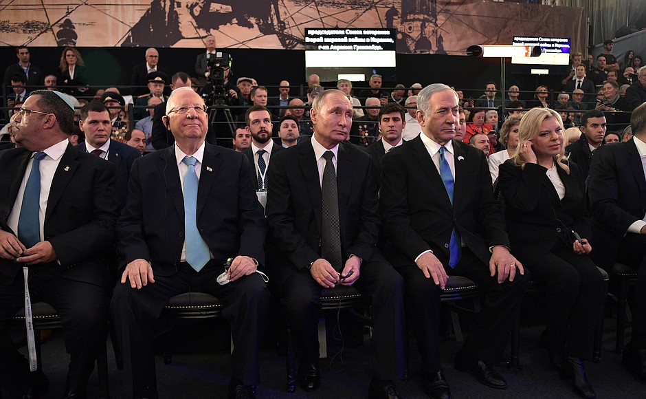 With President of Israel Reuven Rivlin and Prime Minister Benjamin Netanyahu at the ceremony to unveil the Memorial Candle monument dedicated to the residents and defenders of besieged Leningrad.