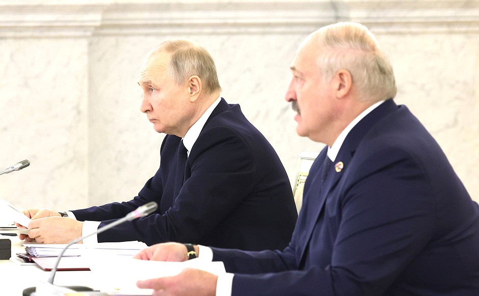 With President of Belarus Alexander Lukashenko during the meeting of the Supreme State Council of the Union State.