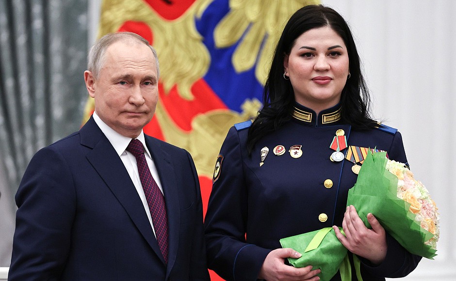 The Suvorov Medal is presented to Kristina Kim, junior sergeant and nurse of the 39th Separate Medical Unit of the 106th Guards Airborne Division.