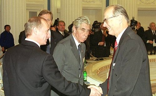 President Putin with Luzius Wildhaber, the President of the European Court of Human Rights, during a meeting of the presidents of the constitutional courts of European and CIS countries.