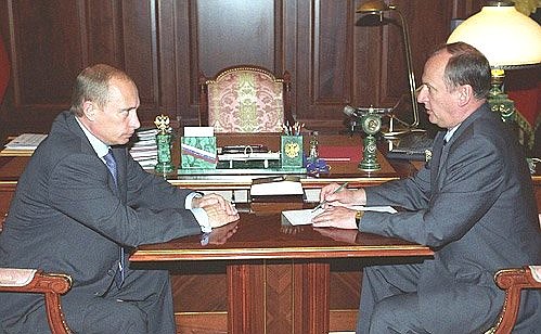 President Putin meeting with Federal Security Service Director Nikolai Patrushev.