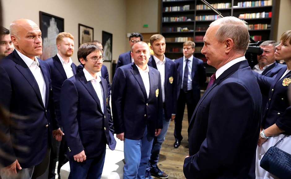 At a meeting with Russian national chess teams.