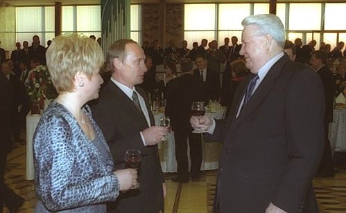 President Putin with Boris Yeltsin, the first President of Russia, at a party after the inauguration ceremony.