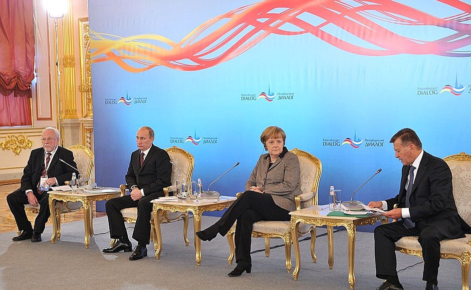 At a meeting of the Petersburg Dialogue Russian-German public forum.