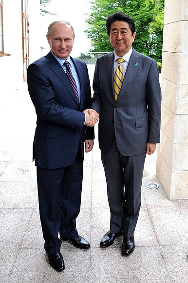 With Japanese Prime Minister Shinzo Abe.