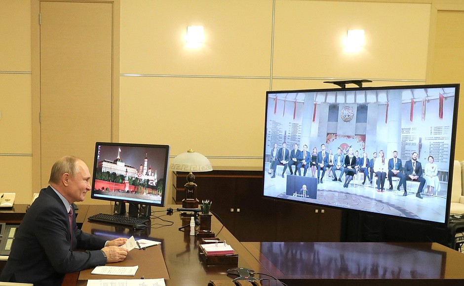 Meeting with winners of the Teacher of the Year national contest (via videoconference).