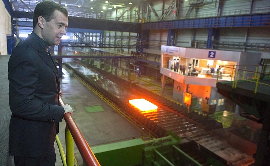 Во время посещения Магнитогорского металлургического комбината.